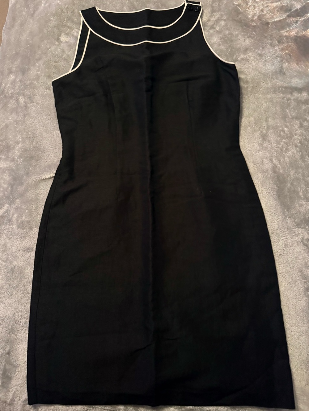 LOFT Black Mini Sheath Dress with White Piping